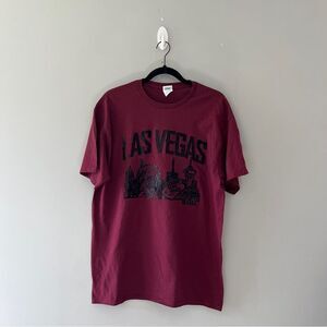 Maroon Las Vegas Raise Graphic T-shirt Casual Cotton Size Large